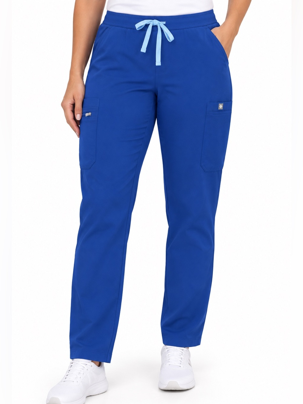 Figs Cobalt Blue Straight-Leg Drawstring Scrub Pants S